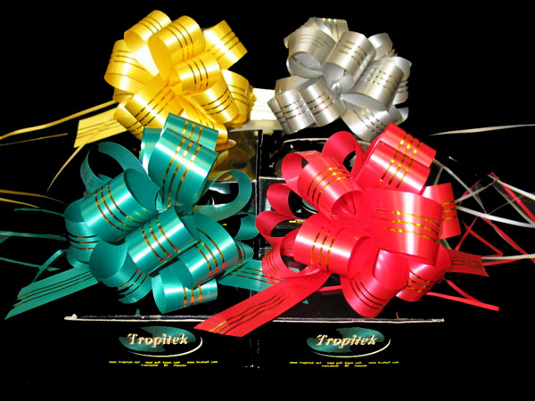 satin bows with metallic stripes